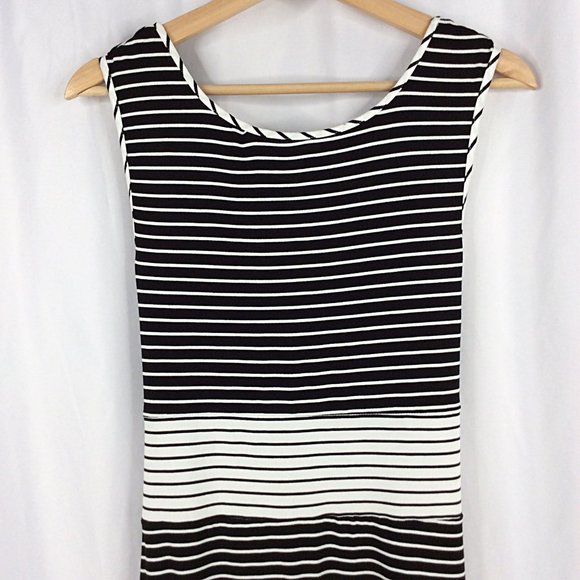 London Times Maxi Dress Womens Size Large Sleeveless Tank Striped Tie Waist - Picture 8 of 11